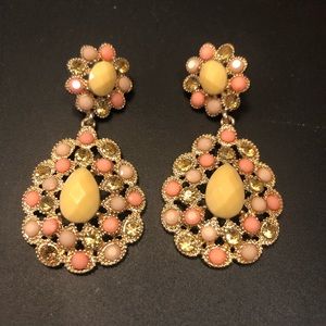 Coral and cream statement drop fashion earrings